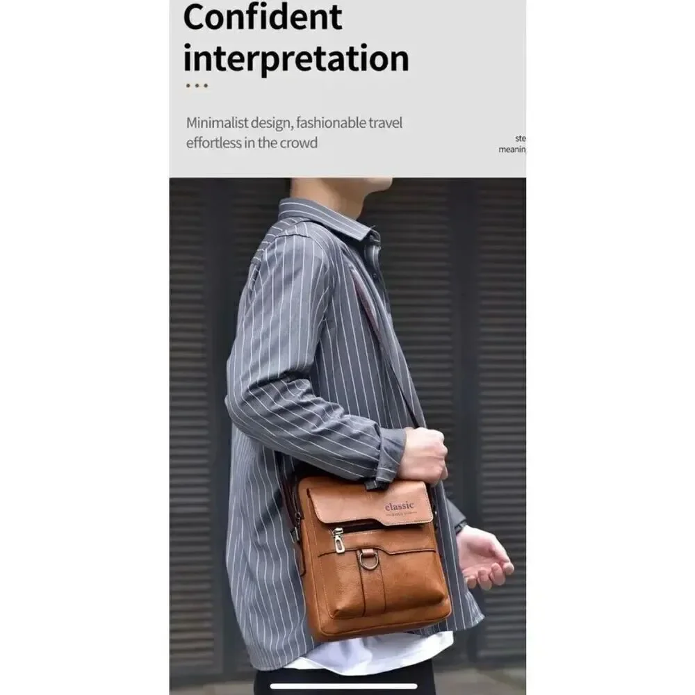 NWT CLASSIC Vintage Tan Camel Shoulder Spacious Multi-Pocket Office Travel Bag